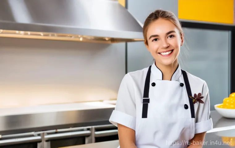 제과제빵 자격증 종류와 차이점 - **Prompt:** A young, enthusiastic female confectioner, dressed in a clean, professional chef's jacke...